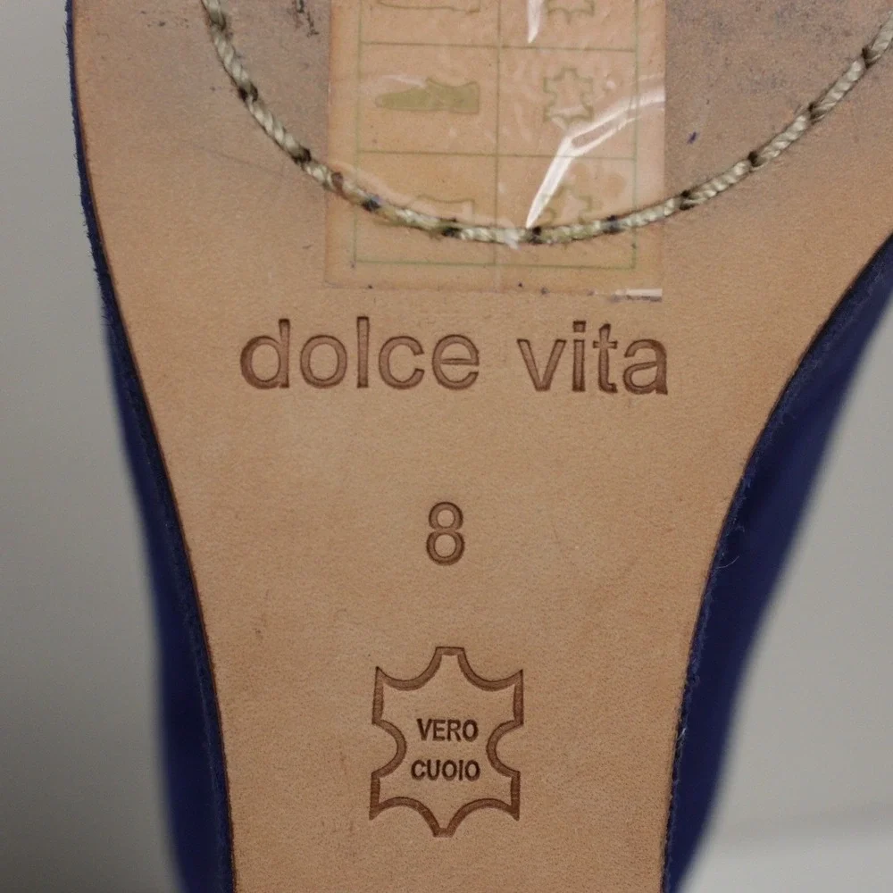 Dolce Vita Blue Suede Platform Sandals Womens Size 8‎ Chunky Heel Peep Toe